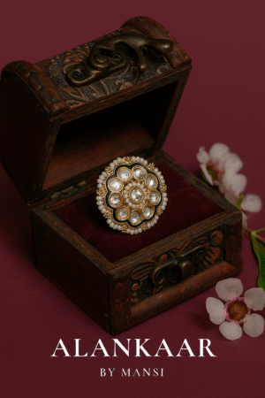 Kundan Ring with Moti work-Adjustable