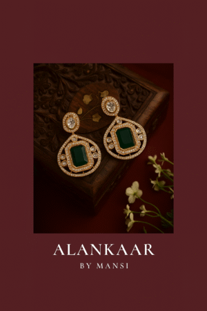 Moissanite Earrings with  Doublet Stone in Centre-Green