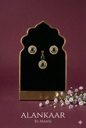 Moissanite Pendant Set-Emerald Green