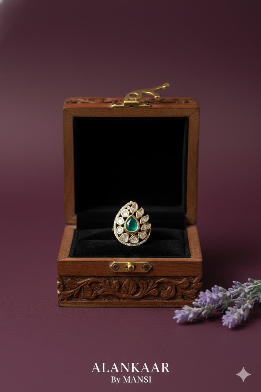 Polki-Moissanite Ring
