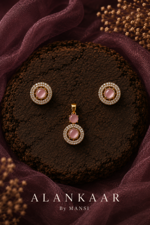 Moissanite Pendant Set-Baby Pink